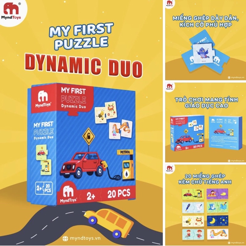 Đồ Chơi Xếp Hình Ghép Cặp Đầu Tiên Cho Bé Từ 2 Tuổi Nhiều Chủ Đề - Myndtoys My First Puzzle