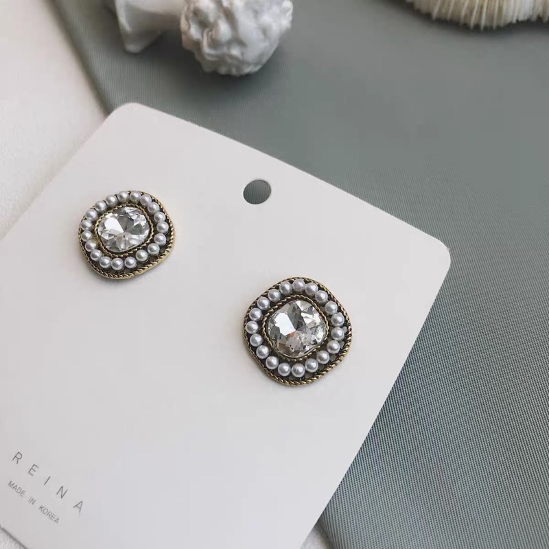 Bông tai xi mạ ngọc đá cô dâu -dự tiệc