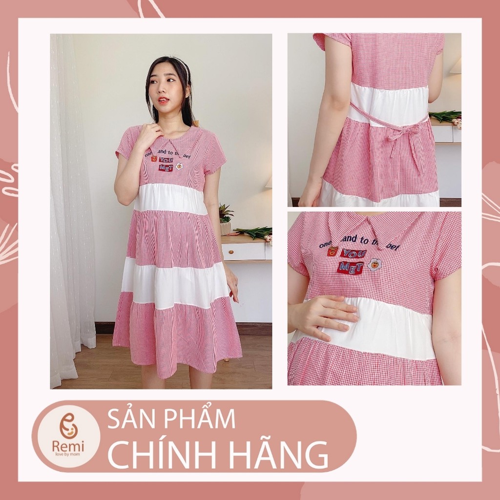 Đầm Bầu Công Sở Dáng Xòe Váy Bầu Và Sau Sinh Cổ Lá Sen 3 Tầng Maxi Free Size 40kg -70Kg Mặc Là Đẹp