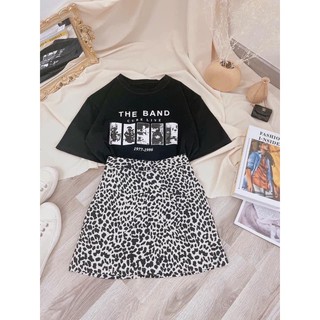 Set chân váy beo + áo pull