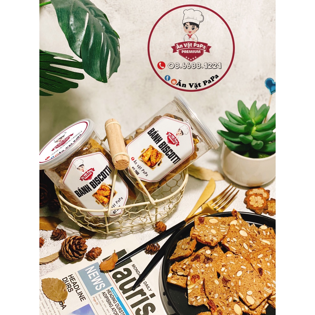 Bánh Biscotti ăn kiêng, giảm cân 250gr, bánh ngũ cốc nướng nguyên cám không đường, đồ ăn vặt Hà Nội