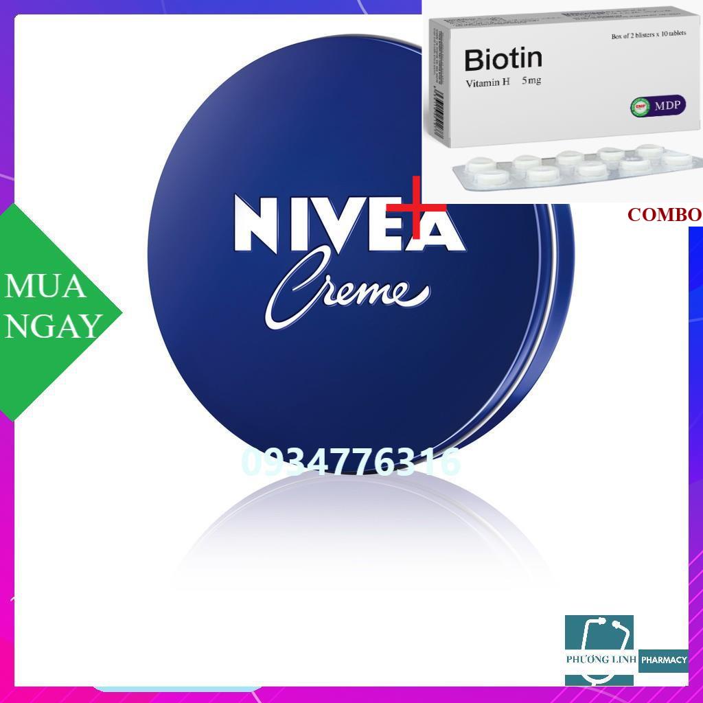 Combo Biotin 5mg+ Kem dưỡng ẩm da NIVEA Crème