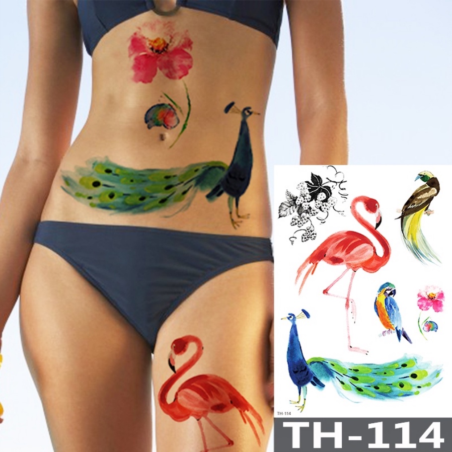 Hình Xăm Dán Tạm Thời Chống Nước Họa Tiết Da Báo / Hoa Hồng / Sói Độc Đáo
