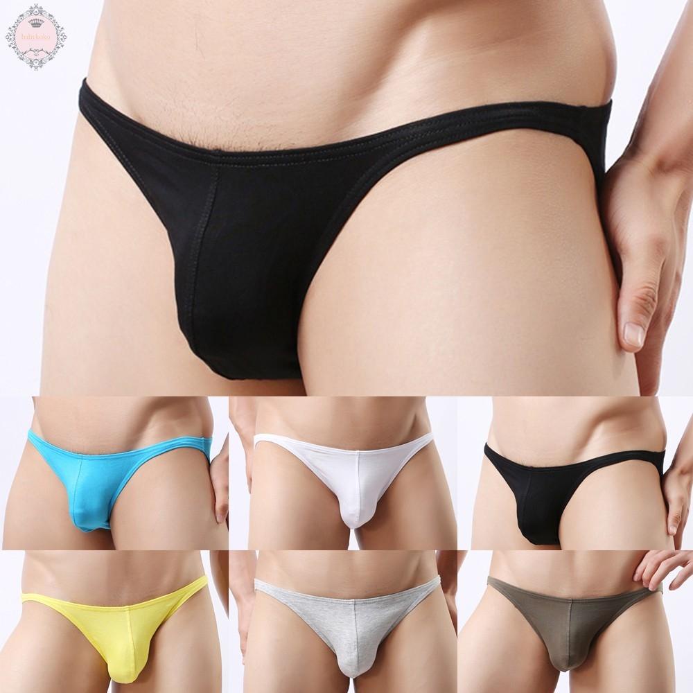 Quần lót hình tam giác dáng ôm kiểu bikini màu trơn thời trang quyến rũ thoải mái cho nam