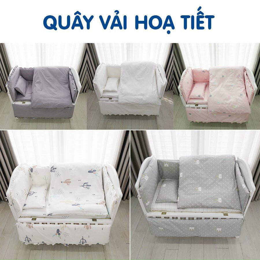 Set quây vải 9 món cao cấp cho nôi, cũi