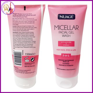 Sữa rửa mặt tẩy trang 3 in 1 nuage micellar facial gel wash 150ml