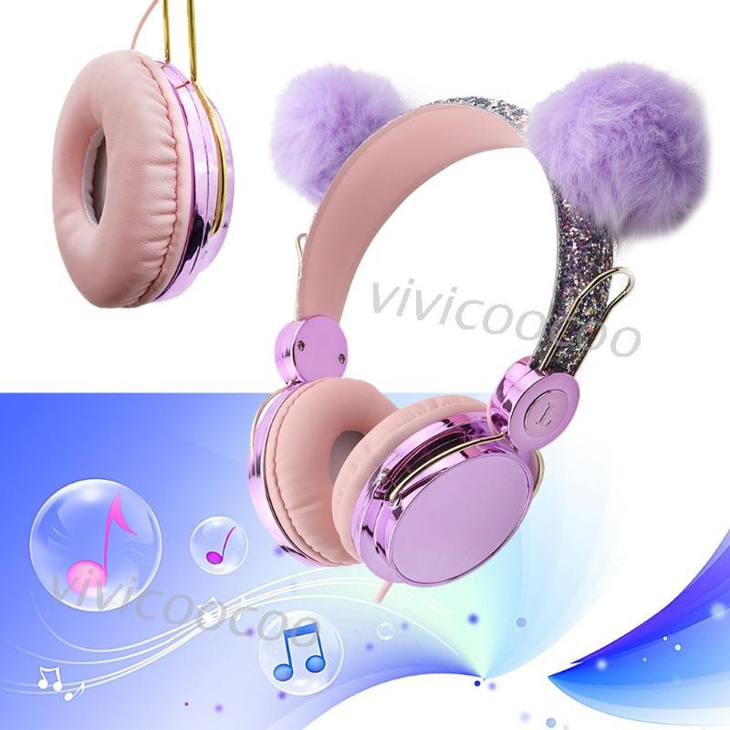 VIVI New cartoon headset computer children's headset wired plush cute headset