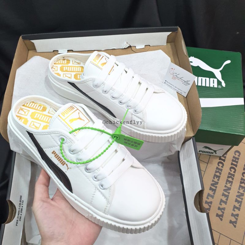 Giày dép PM TRẮNG VẠCH ĐEN ĐẠP GÓT fenty