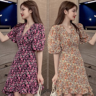 Đầm Hoa Dễ Thương Phong Cách Retro DN077 ShopMaySG Thời Trang, Dịu Dàng Hàng Có Sẵn