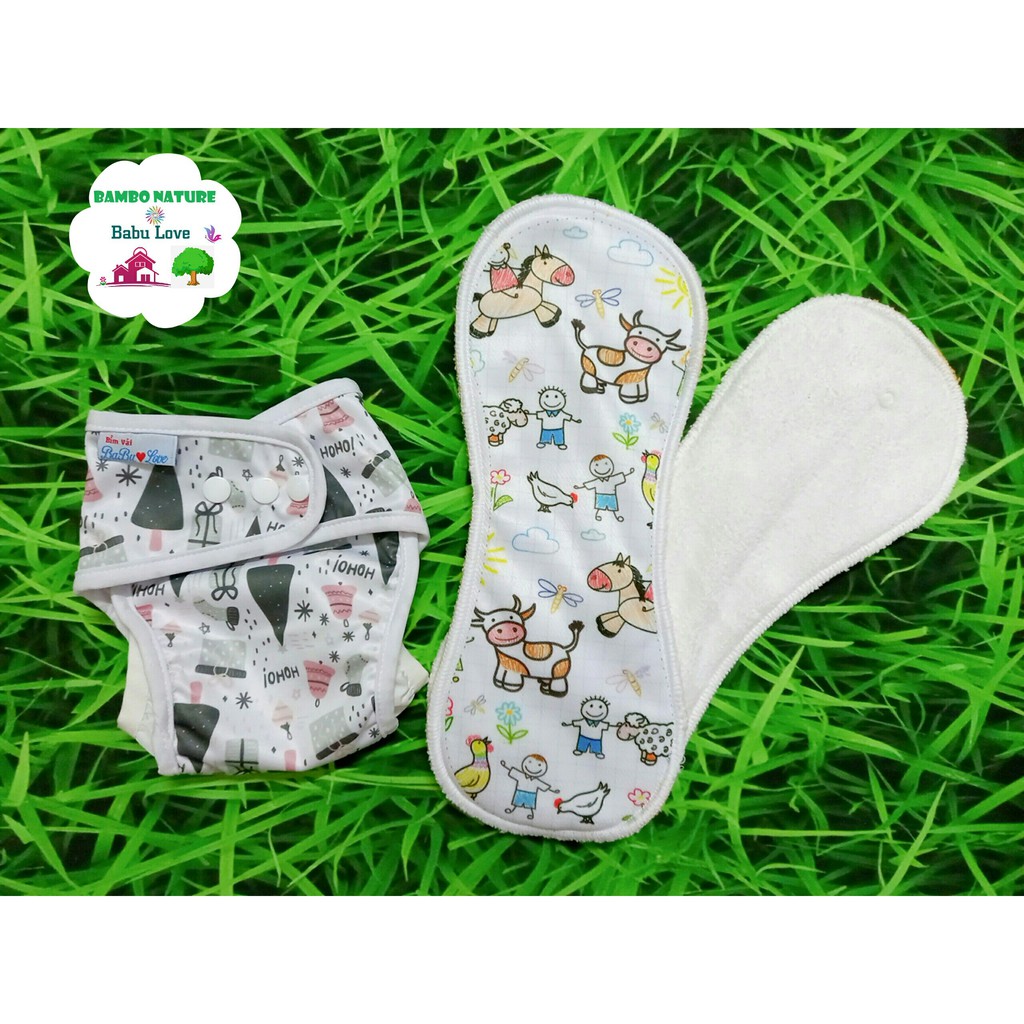 [COMBO] 2 BỘ BỈM VẢI TẢ VẢI CHỐNG HĂM BAMBO NATURE BABU LOVE SIZE M, L