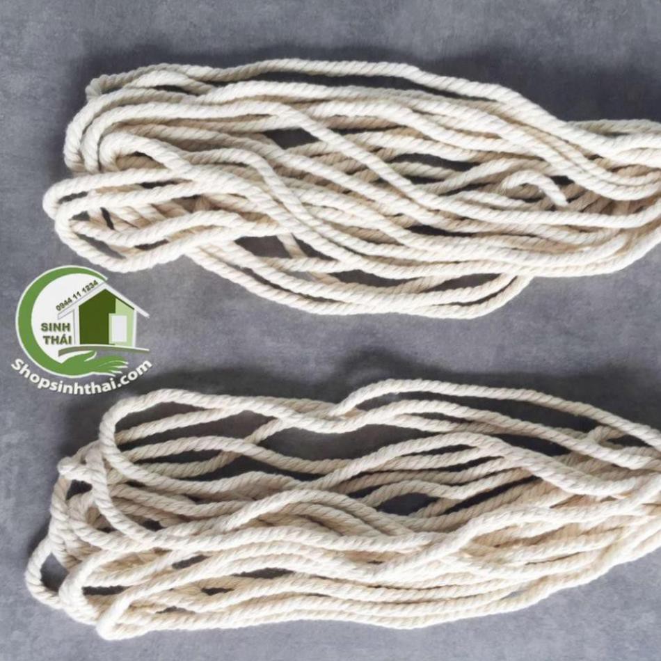 Dây thừng mềm màu trắng - dây thừng se Macrame cotton dày 7mm [ 1 mét ]