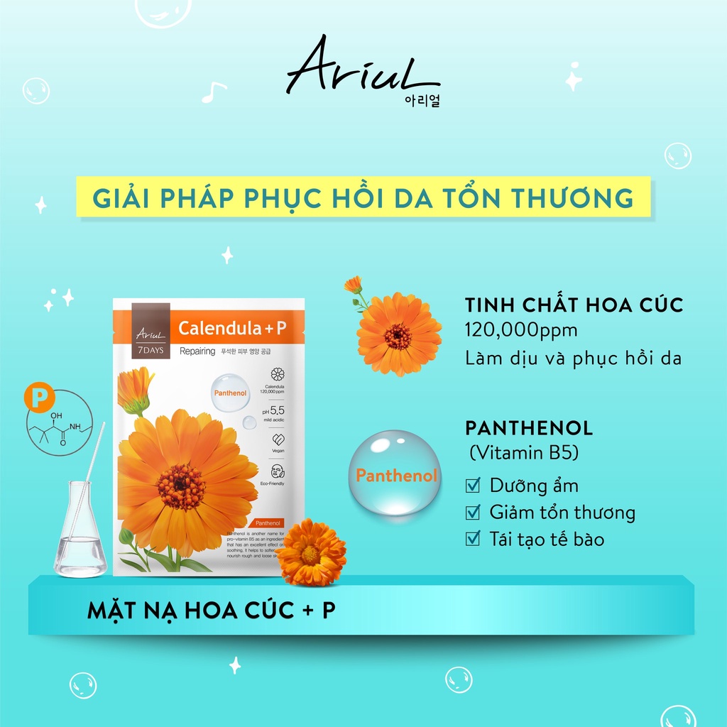 Combo 4 mặt nạ Ariul 7 Days Mask - dưỡng ẩm tối ưu