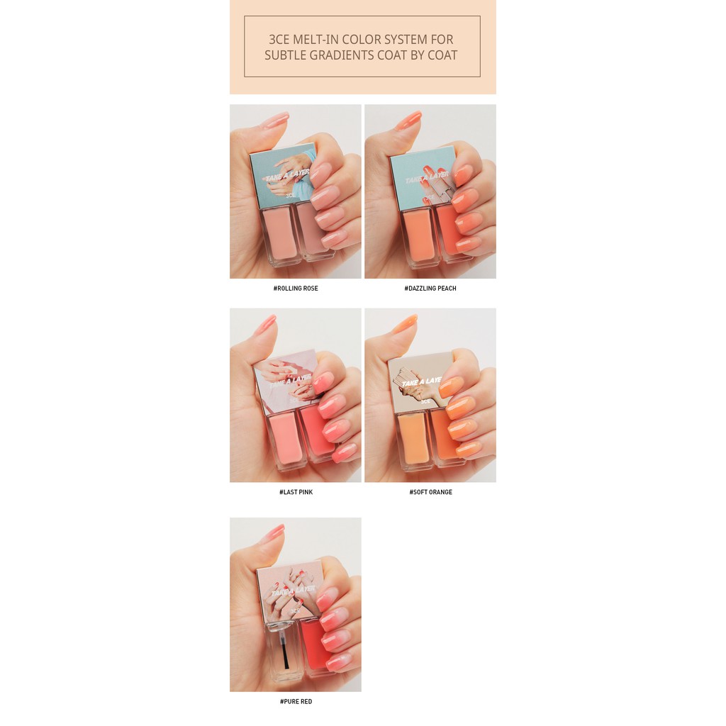 SƠN MÓNG TAY [3CE] TAKE A LAYER LAYERING NAIL LACQUER #LAST PINK