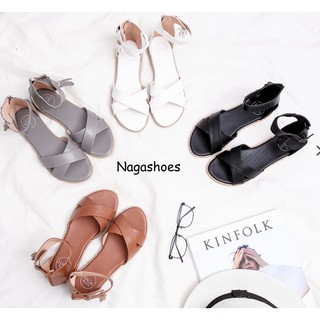 SANDAL Nagashoes bệt quai chéo tua rua phía sau NAS94