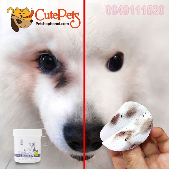 Hộp khăn lau ố mắt ALoe Remove cho thú cưng 100 miếng - Cutepets