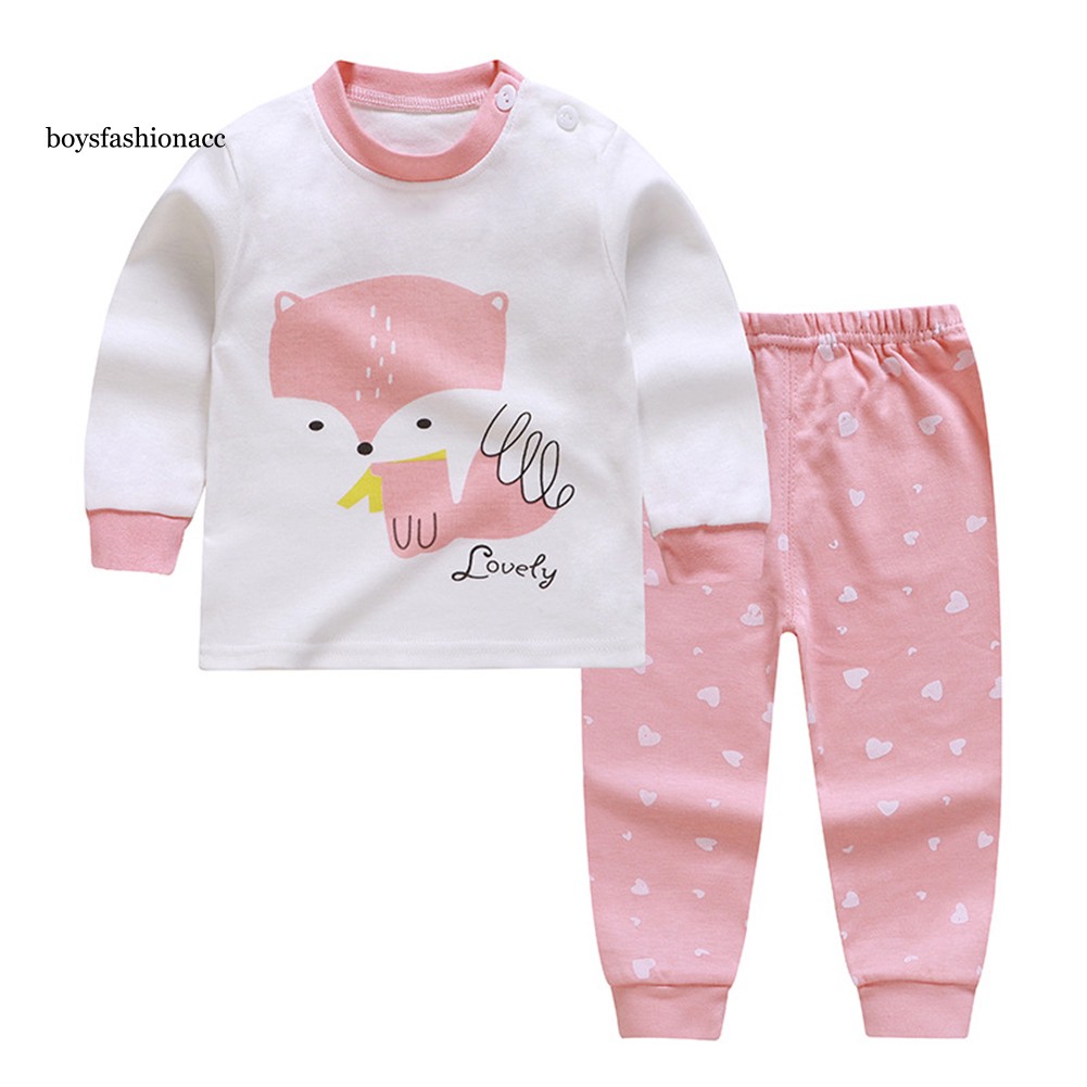 Bộ Đồ Ngủ Pijama Dài Tay In Hình Động Vật 2 Món Cho Bé