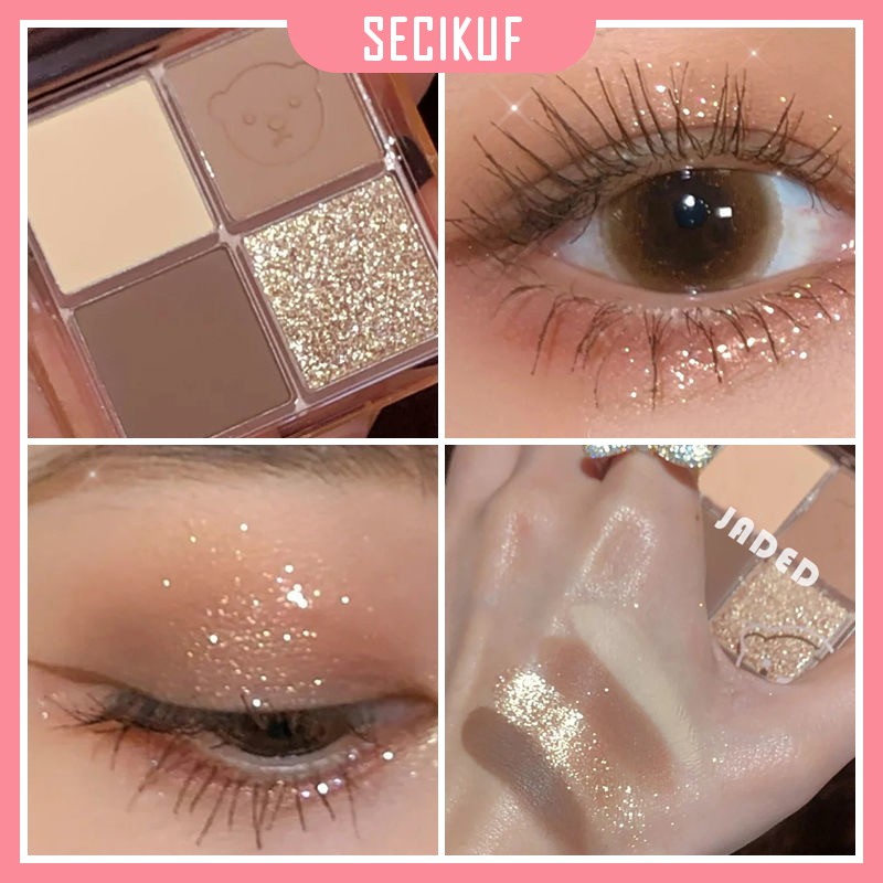 Bảng phấn mắt 4 màu lì tông đất thiết kế họa tiết gấu dễ thương | BigBuy360 - bigbuy360.vn