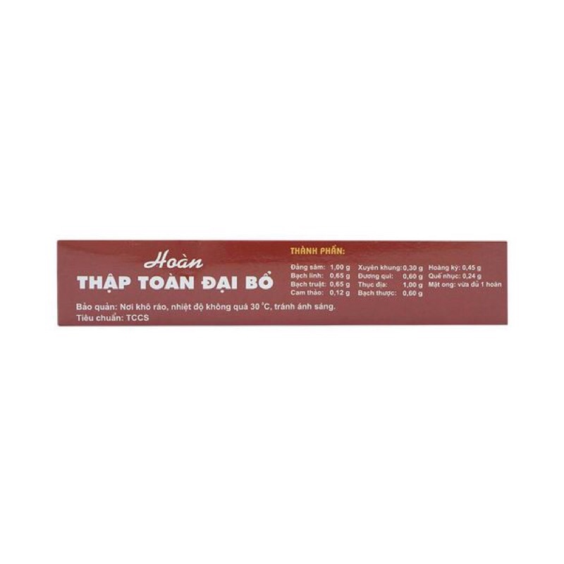Hoàn Thập Toàn Đại Bổ - Traphaco (Khí và huyết đều hư: sắc mặt trắng xanh, hơi thở ngắn, dễ ra mồ hôi, tay chân không ấm