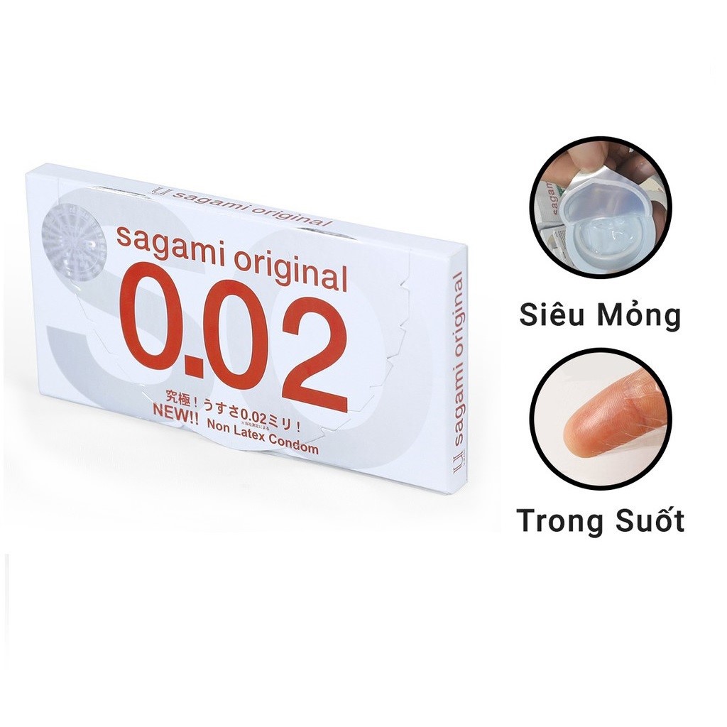 Bao Cao Su SAGAMI ORIGINAL 0.02 Cao Cấp SIÊU MỎNG - Chính Hãng Nhật Bản - [Hộp 2c]