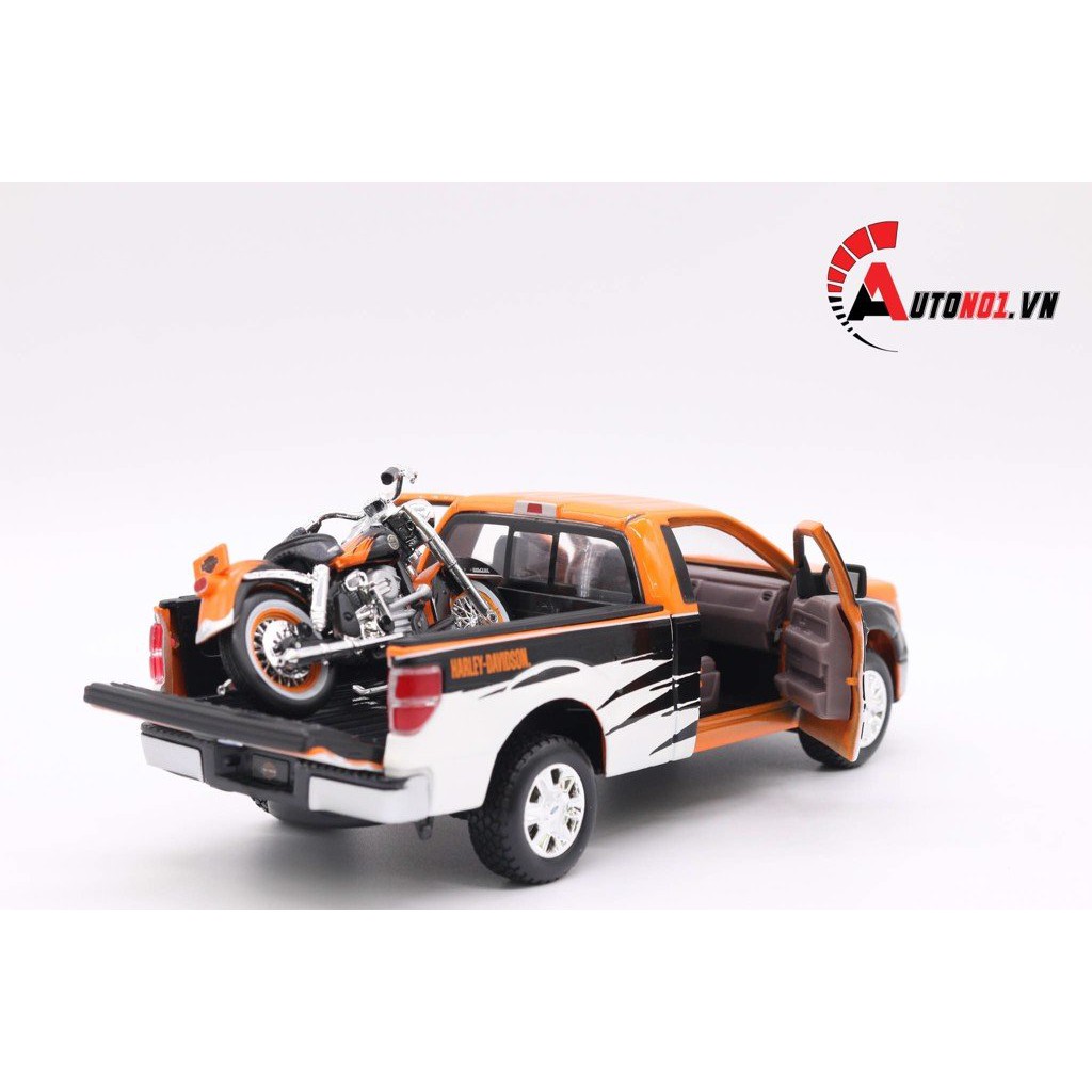 MÔ HÌNH HARLEY FORD F-150 PICKUP W/ FLH DUO GLIDE 1:24 MAISTO 1030