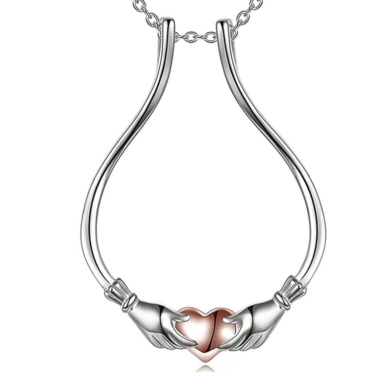 Giá Đỡ Nhẫn / Vòng cổ Hình Bàn Tay Trái Tim Màu Bạc