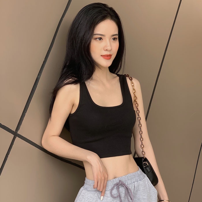 Áo croptop nữ hai dây bản to Mugung chất thun co giãn Blow Your Mind Top