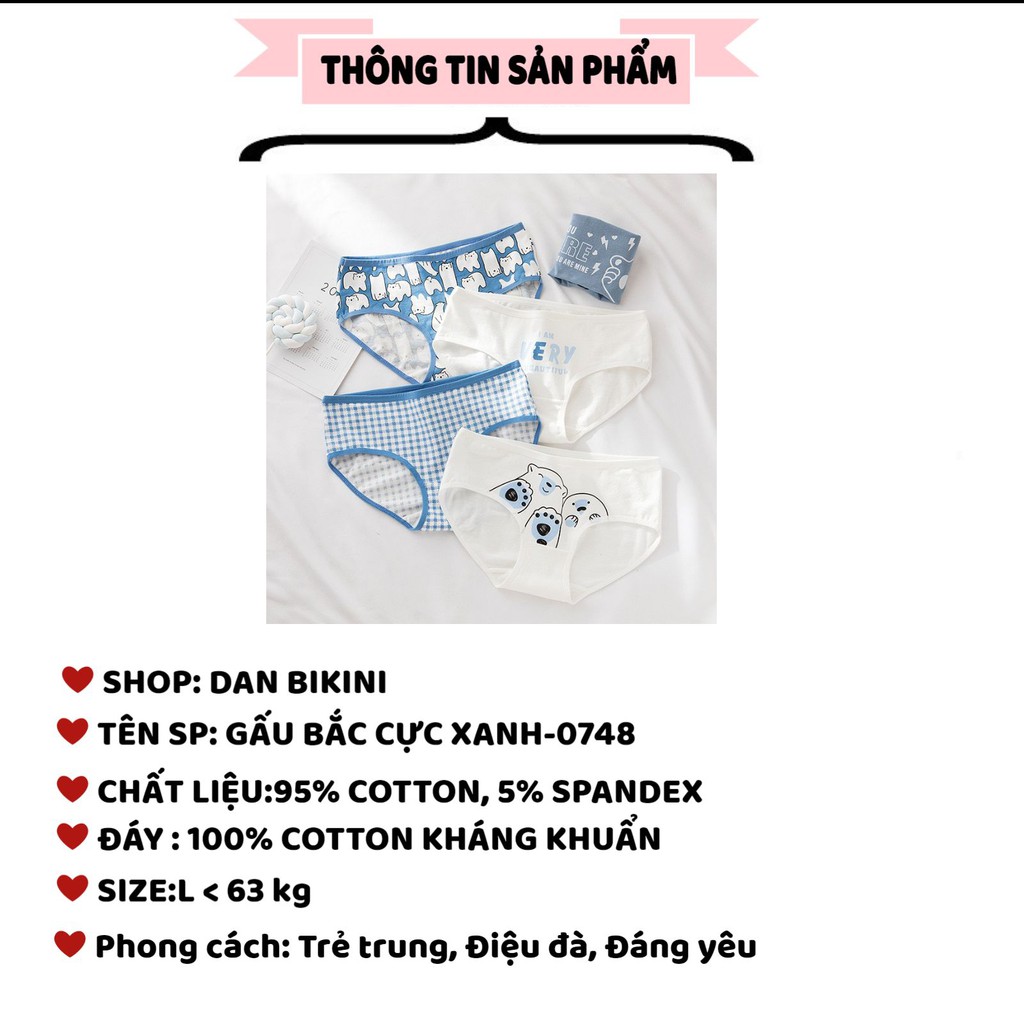 Quần Lót Nữ dễ thương set gấu đáng yêu kháng khuẩn thoáng mát tôn dáng co dãn mã 0748 | BigBuy360 - bigbuy360.vn