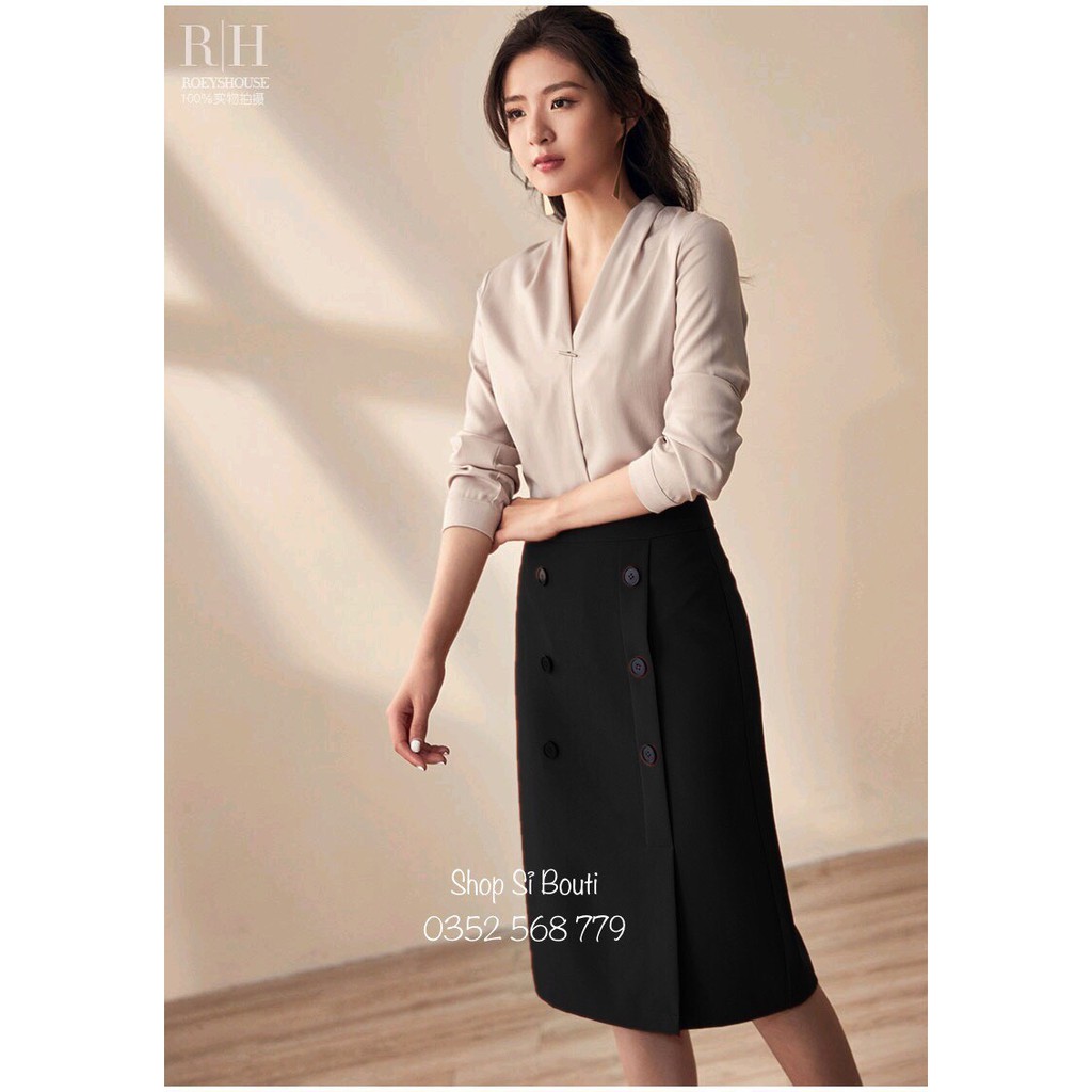Chân Váy Nữ ❣️𝑭𝒓𝒆𝒆𝒔𝒉𝒊𝒑❣️ CHÂN VÁY 6 NÚT HANA - Hàng thiết kế phom chuẩn đẹpv