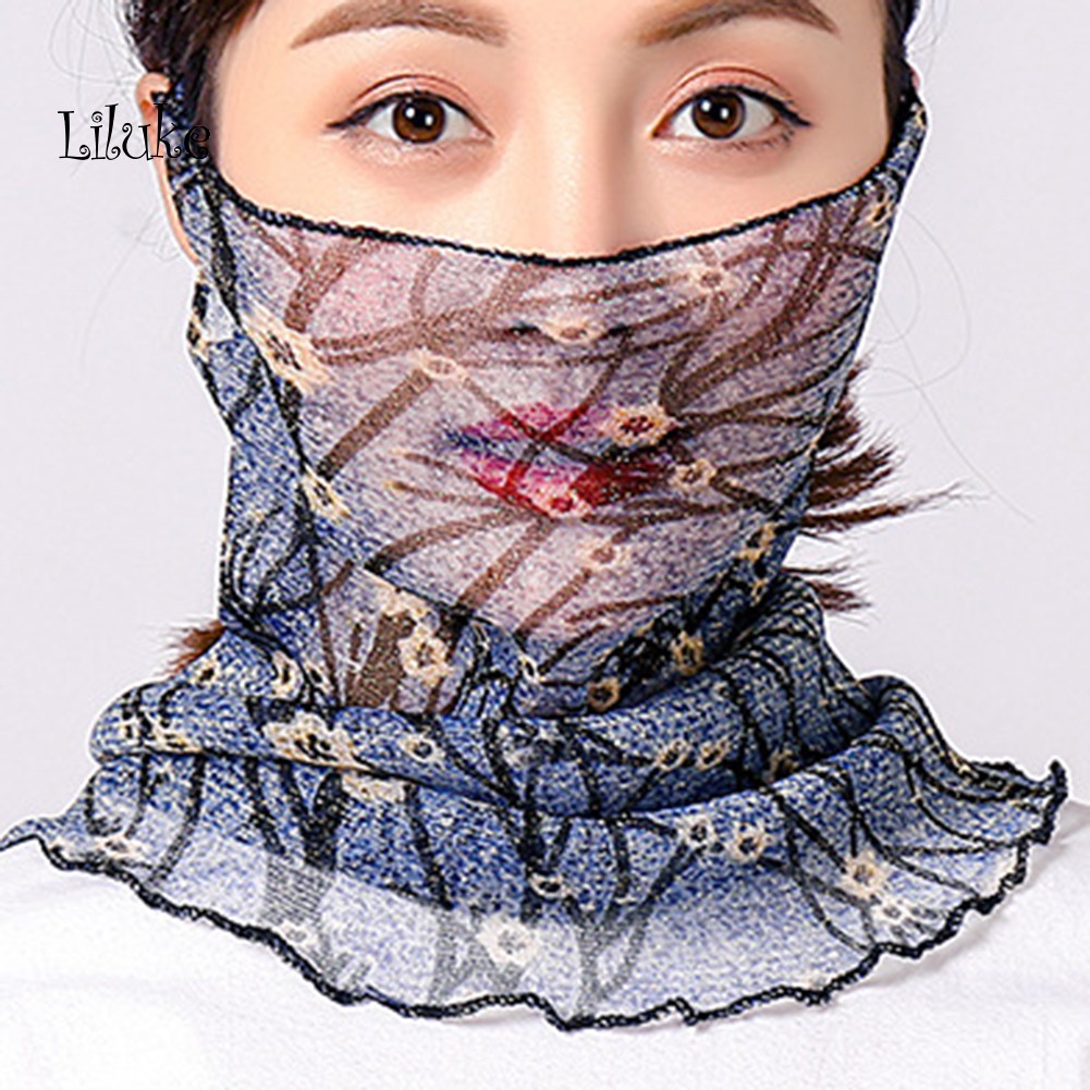 Khăn Choàng Cổ Mềm Mại Chống Tia UV In Họa Tiết Hoa Lá Xinh Xắn