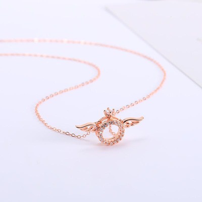 Dây chuyền mạ vàng mặt hình đôi cánh đính đá thời trang cho nữ