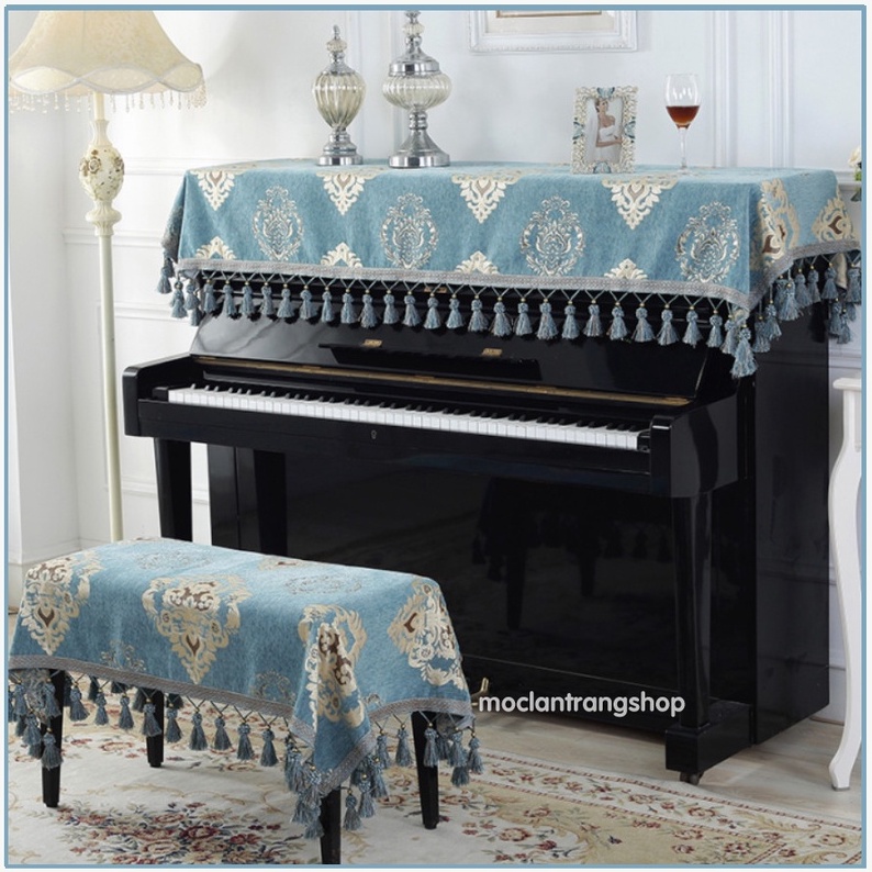 Khăn phủ đàn piano gấm nhung thêu hoa họa tiết châu Âu sang trọng, tấm che phủ đàn piano cơ điện chống bụi thời trang