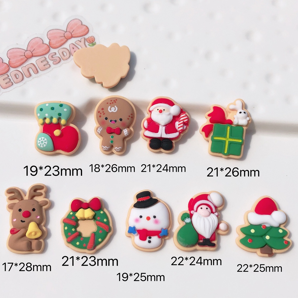 Set 10 Kẹp Tóc Hình Người Tuyết Bằng Nhựa Resin Trang Trí Điện Thoại / Tủ Lạnh DIY