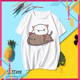 [ Xả Kho ] Áo Thun Đôi Mèo Trắng Mèo Nâu