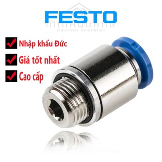 Khớp nối nhanh ren ngoài khí nén festo Đức ✴️Chính Hãng✴️ Đầu cút nối nhanh ống dây hơi phi 6 QS-1/8-6-I. Van tiết lưu