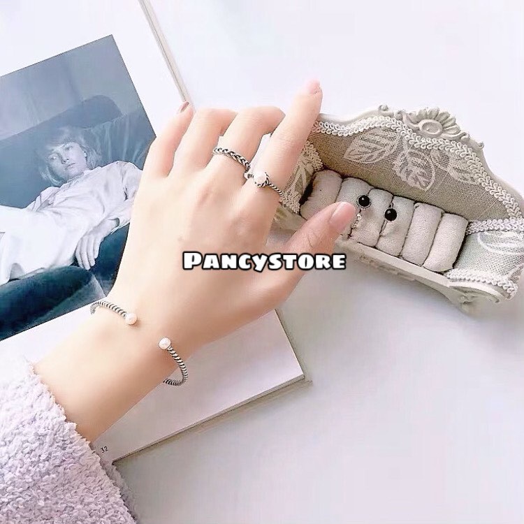 set 2 chiếc nhẫn xoắn đan đính hạt