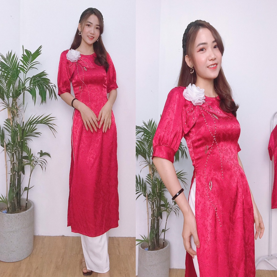 ÁO DÀI GẤM KẾT ĐÁ CAO CẤP CHO MẸ VÀ BÉ - KL001