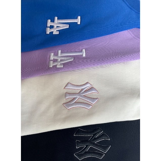 Hàng giao ngay! Mlb dài tay thêu logo cổ điển in áo len cotton thường dành cho nam và nữ