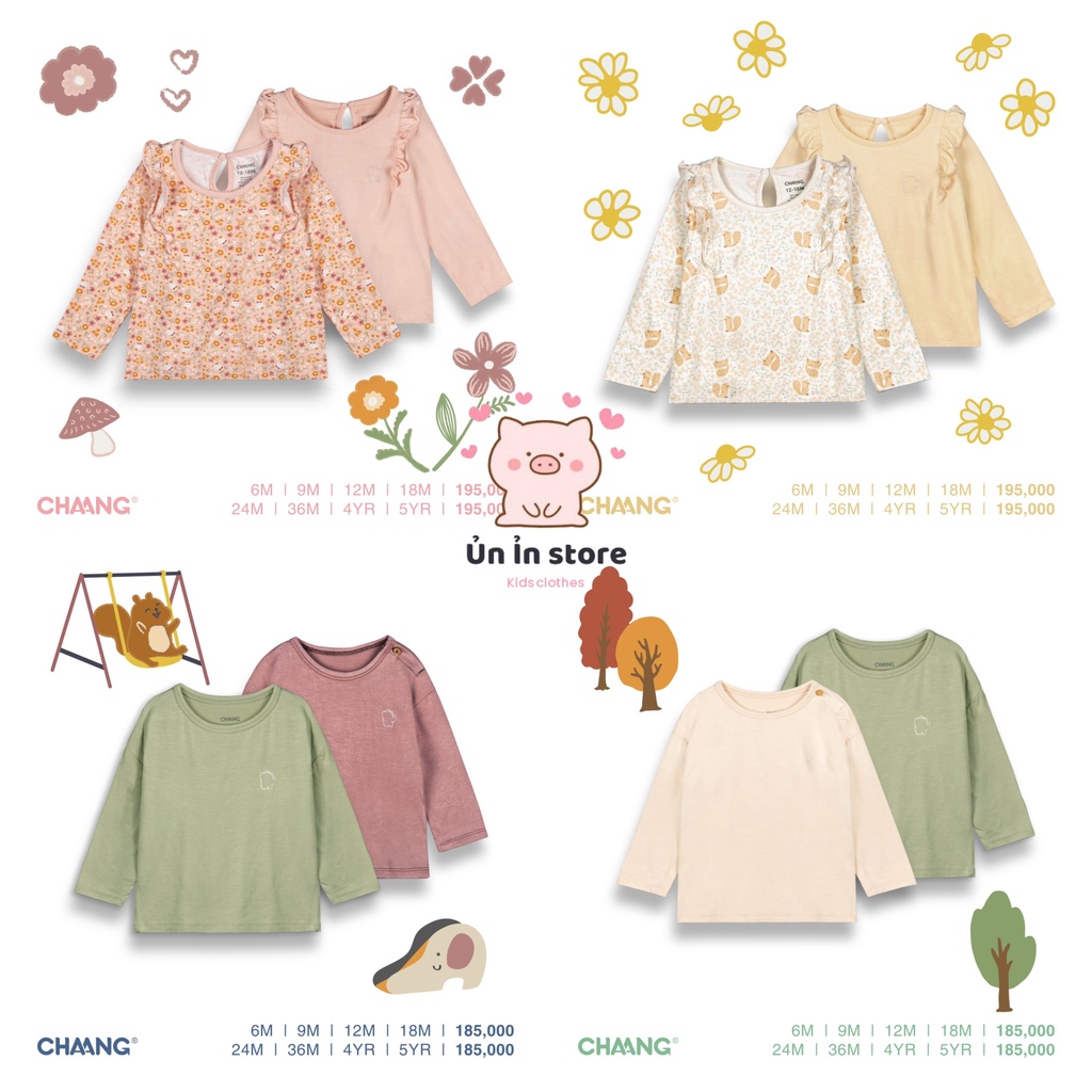 Chaang set 2 áo dài tay cho bé trai bé gái Park SS2022D10