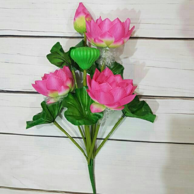 Hoa sen búp việt 3 bông cao cấp- cây hoa giả