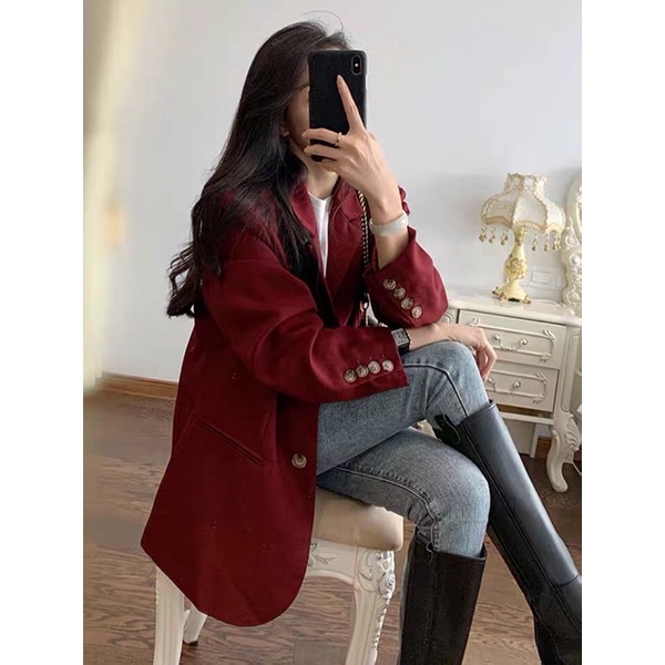 (Hàng có sẵn) Áo Blazer cao cấp màu đỏ hot hit