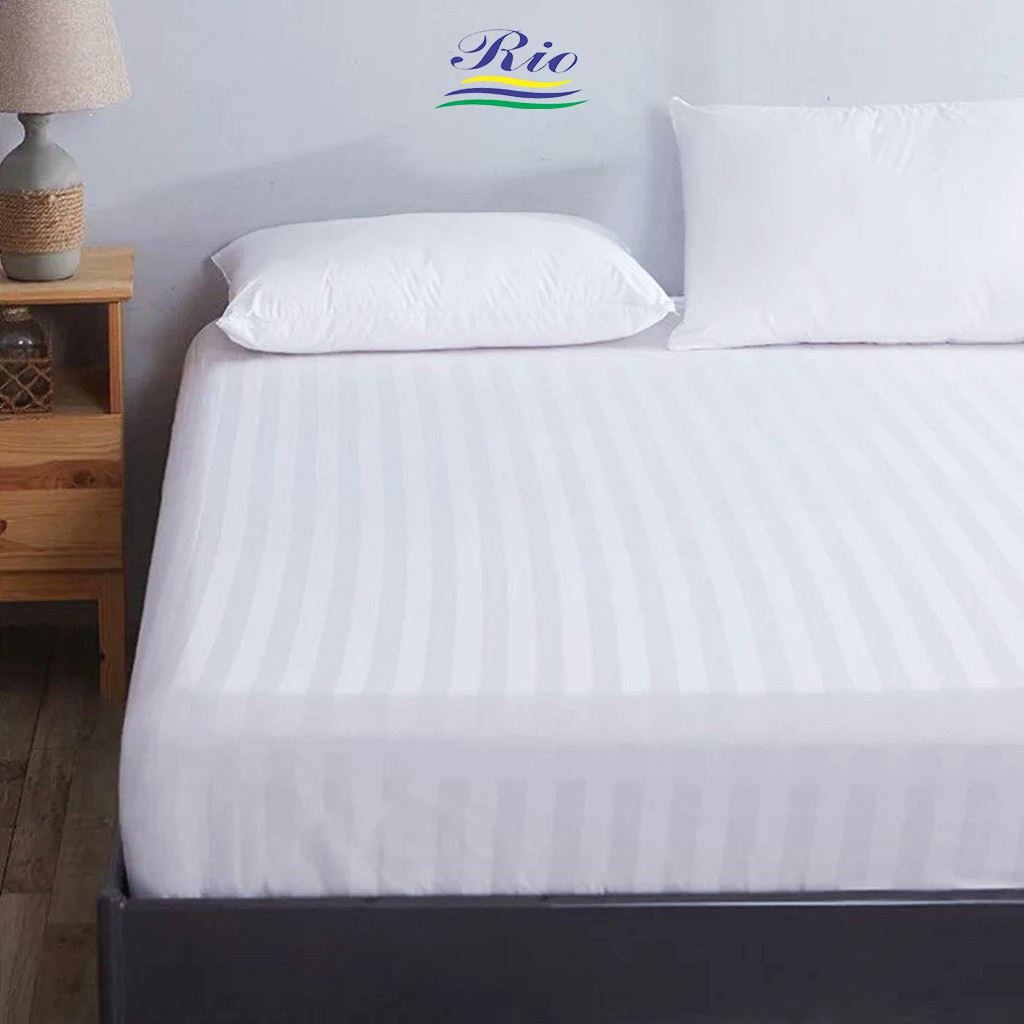 Bộ Drap Và 2 Vỏ Gối Trắng Sọc Riotex - Đủ Kích Thước Cho Khách Sạn, Nhà Nghỉ | BigBuy360 - bigbuy360.vn