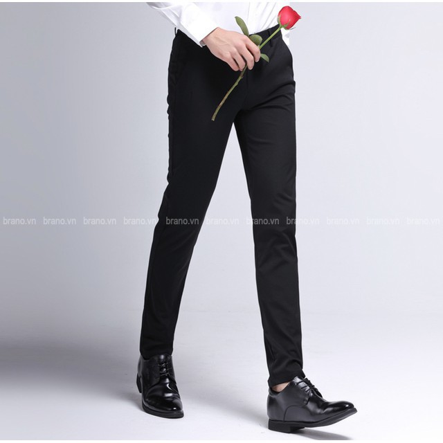 [HÀNG TỐT] Quần tây nam ống côn đen, xanh than, dáng ôm body co giãn, có size đại