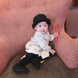 Mũ ajuma đen sợi thô cho bé