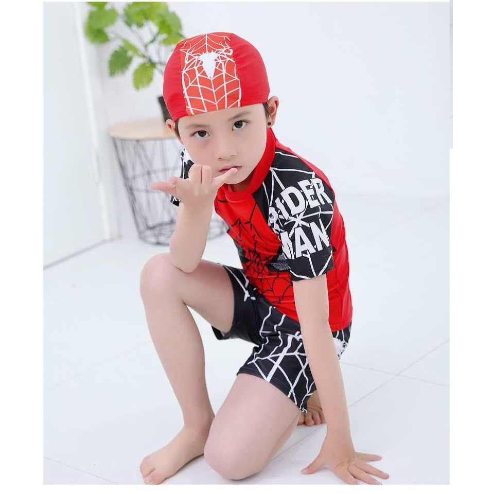 Đồ bơi siêu nhân cho bé kèm nón bơi