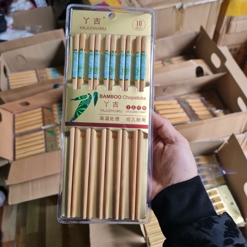 Bộ 10 đôi đũa tre chống mốc hàng xuất nhật cao cấp