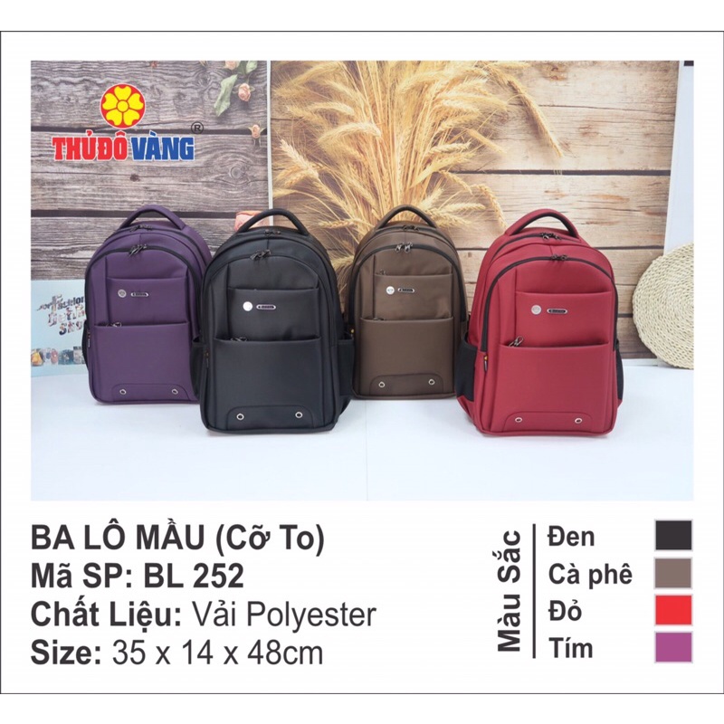 Balo THỦ ĐÔ VÀNG cỡ to mã 252 cho học sinh, sinh viên, công sở đựng máy tính laptop Hàng Việt Nam chất lượng cao