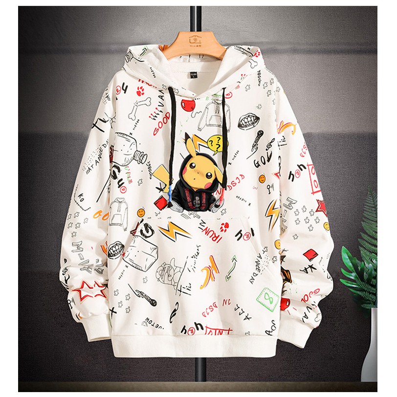 Áo hoodie pikachu siêu đẹp, chất nỉ bông dày, in tràn cho nam nữ | BigBuy360 - bigbuy360.vn