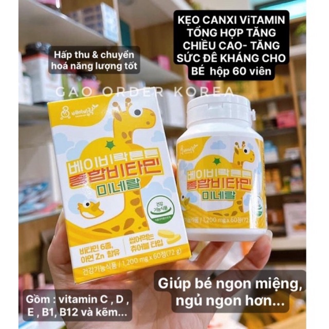 KẸO Vitamin tổng hợp cho trẻ Premium Kids Multivitamin Mineral Nội Địa Hàn Quốc( hộp 60v)