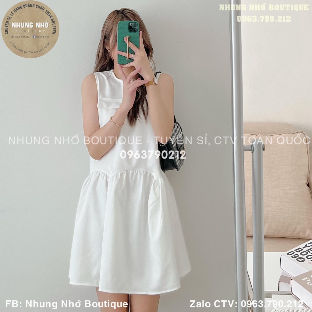 Váy tầng trơn sát nách đuôi cá 2 túi giả / Đầm xòe A1101N Nhung Nhớ