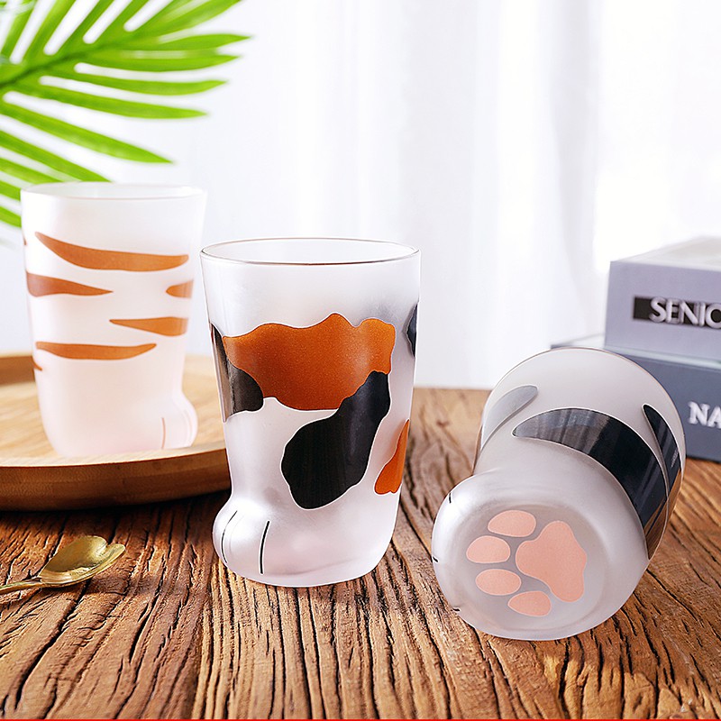 1PC Creative Printing Cup Handmade Cat's Claw Coffee Cup Milk Cup Vibrato Net Celebrity Student Cute Trend Glass